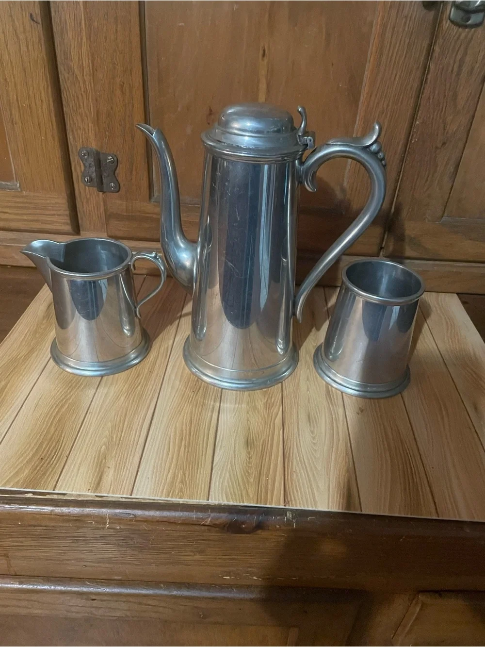 Worcester silver, pewter Coffee and Creamer Set - made in England
